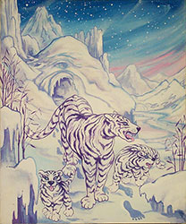 white tigers psychedelic acrylic painting